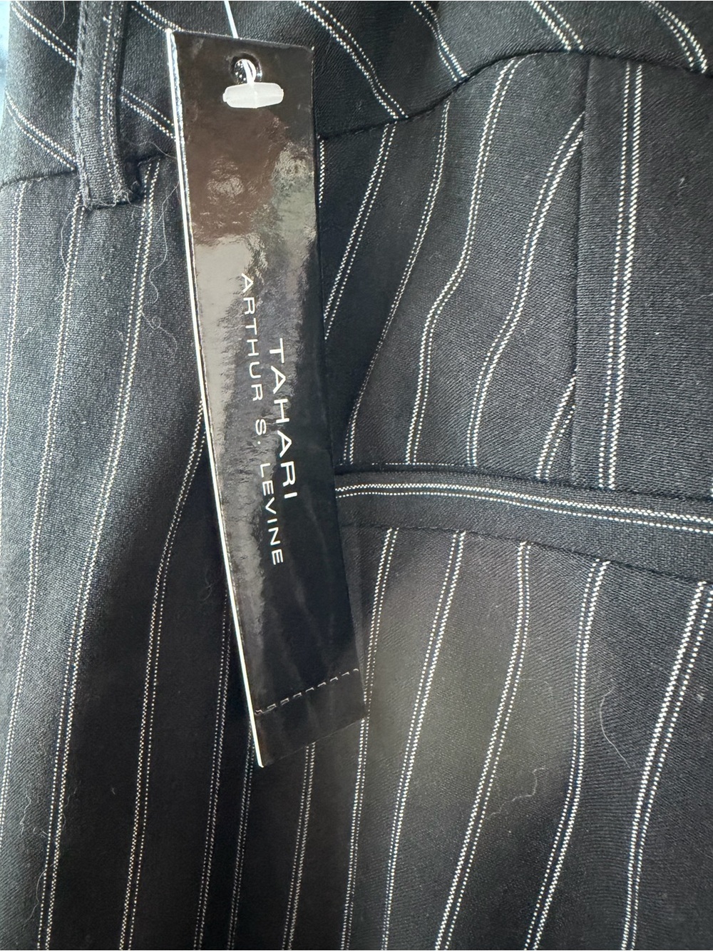 NWT Tahari Arthur S. Levine Black Pinstripe Trousers Dress Pants 20W - Picture 11 of 15